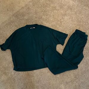 Victoria Secret Glow Waffle Tee and Pant Set. Green Size XS